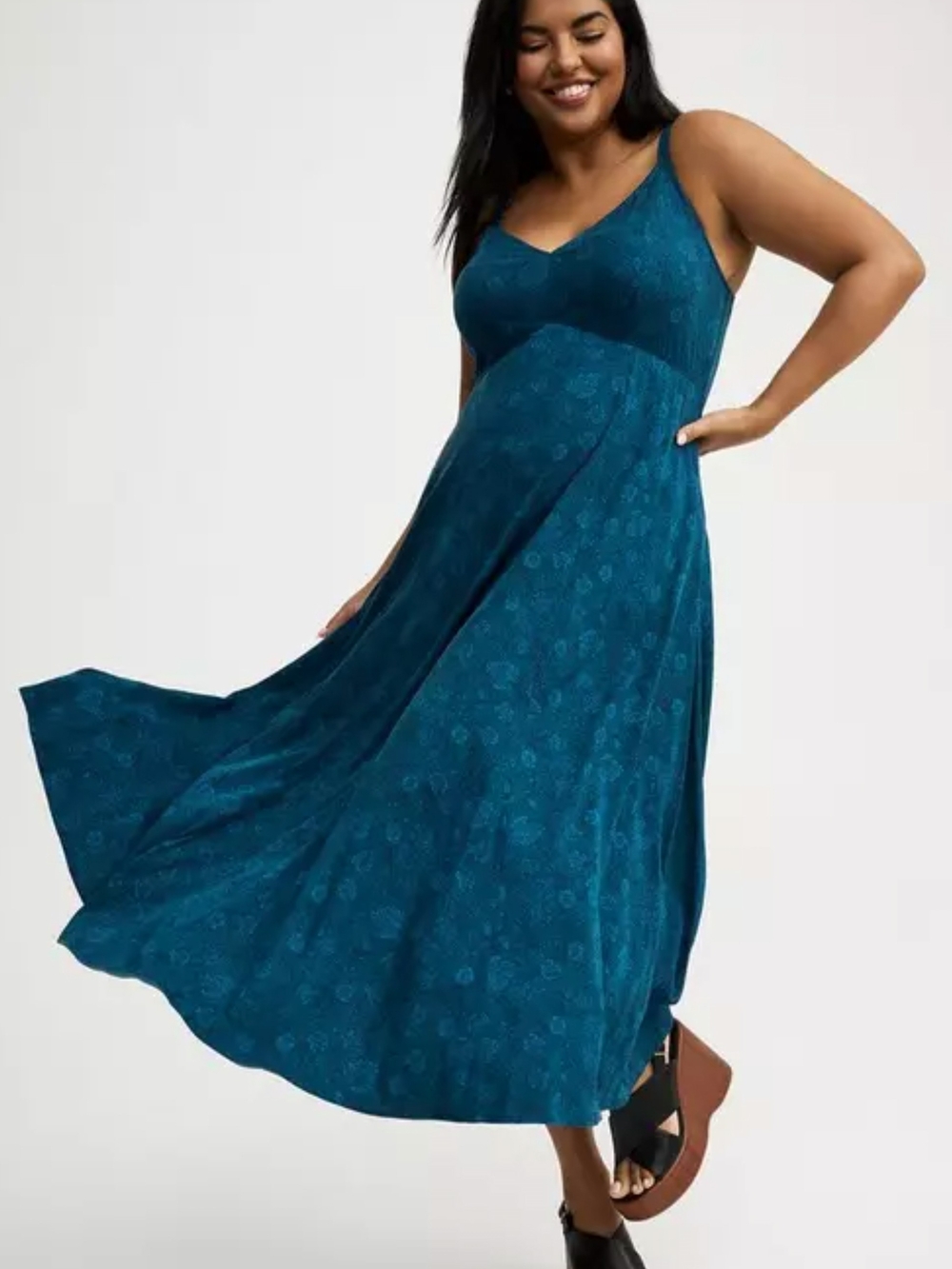 Torrid Blue Floral Trapeze Dress - Women